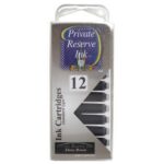 12 Pack - Private Reserve Ink, Universal Fountain Pen Ink Cartridges Clear Case, Ebony Brown - Image 2
