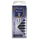 12 Pack - Private Reserve Ink, Universal Fountain Pen Ink Cartridges Clear Case, Invincible Blue - Image 2