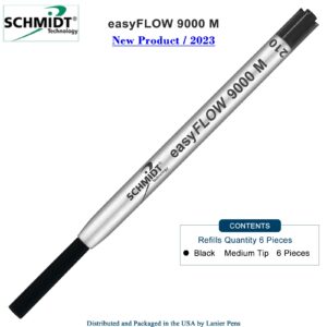 Imprinted Schmidt easyFLOW9000 Ballpoint Refill- Black Ink, Medium Tip 1.0mm - Pack of 6