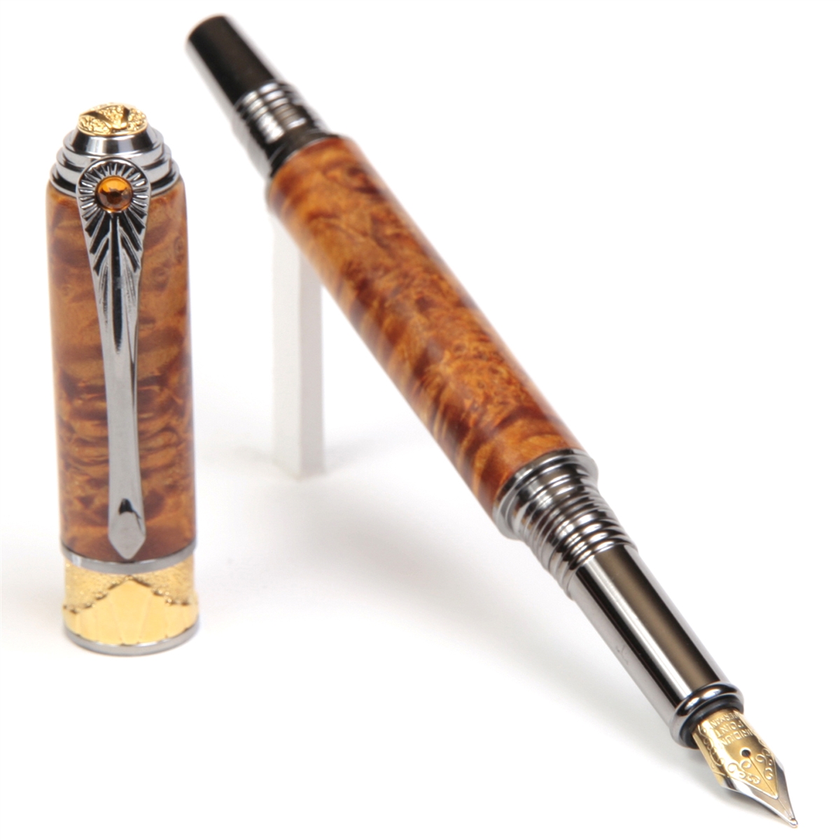 AF6W16-2T.jpg Art Deco Fountain Pen - Yellow Box Elder - Image 1