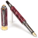 Art Deco Fountain Pen - Red Maple Burl