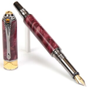 Art Deco Fountain Pen - Red Maple Burl