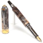 Art Deco Fountain Pen - Gray & Black Maple Burl