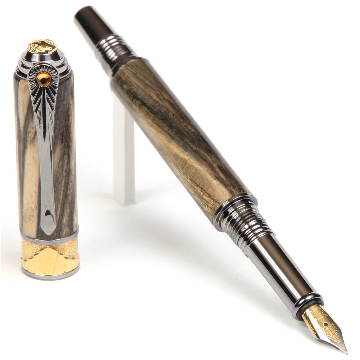 AF6W83-2T.jpg Art Deco Fountain Pen - Spalted Hackberry - Image 1