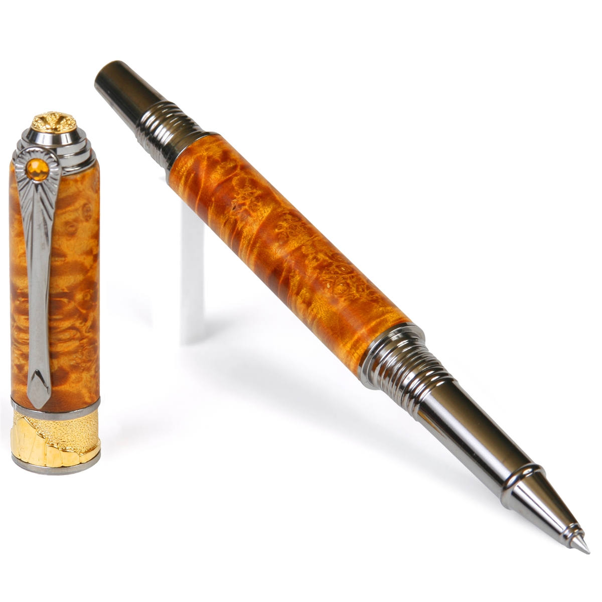 AR6W16-2T.jpg Art Deco Rollerball Pen - Yellow Box Elder - Image 1