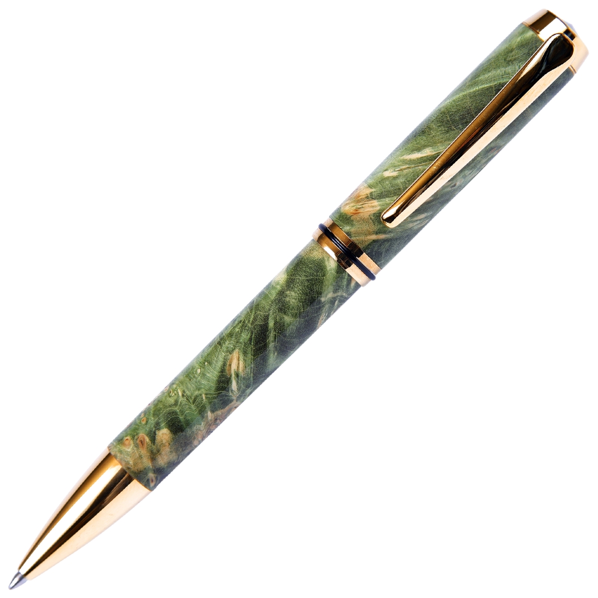 BB4W13-2T.jpg Baron Ball Point Pen - Green Box Elder - Image 1