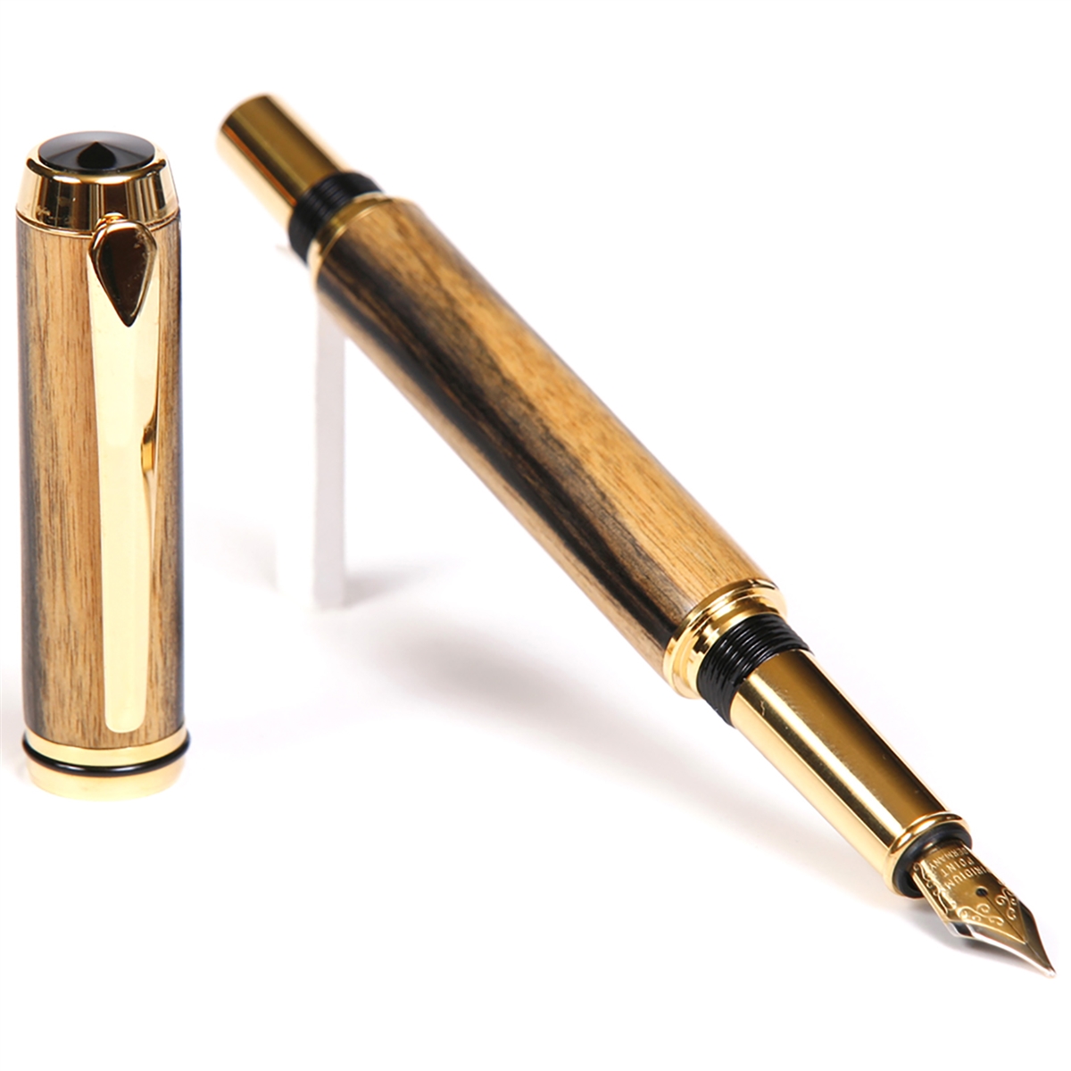 BF4W05-2T.jpg Baron Fountain Pen - Black & White Ebony - Image 1