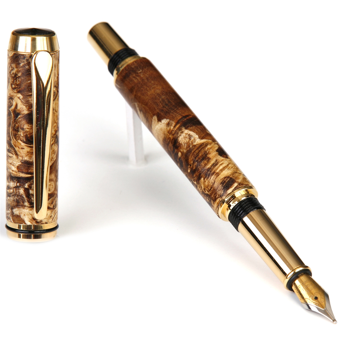 BF4W12-2T.jpg Baron Fountain Pen - Brown Box Elder - Image 1