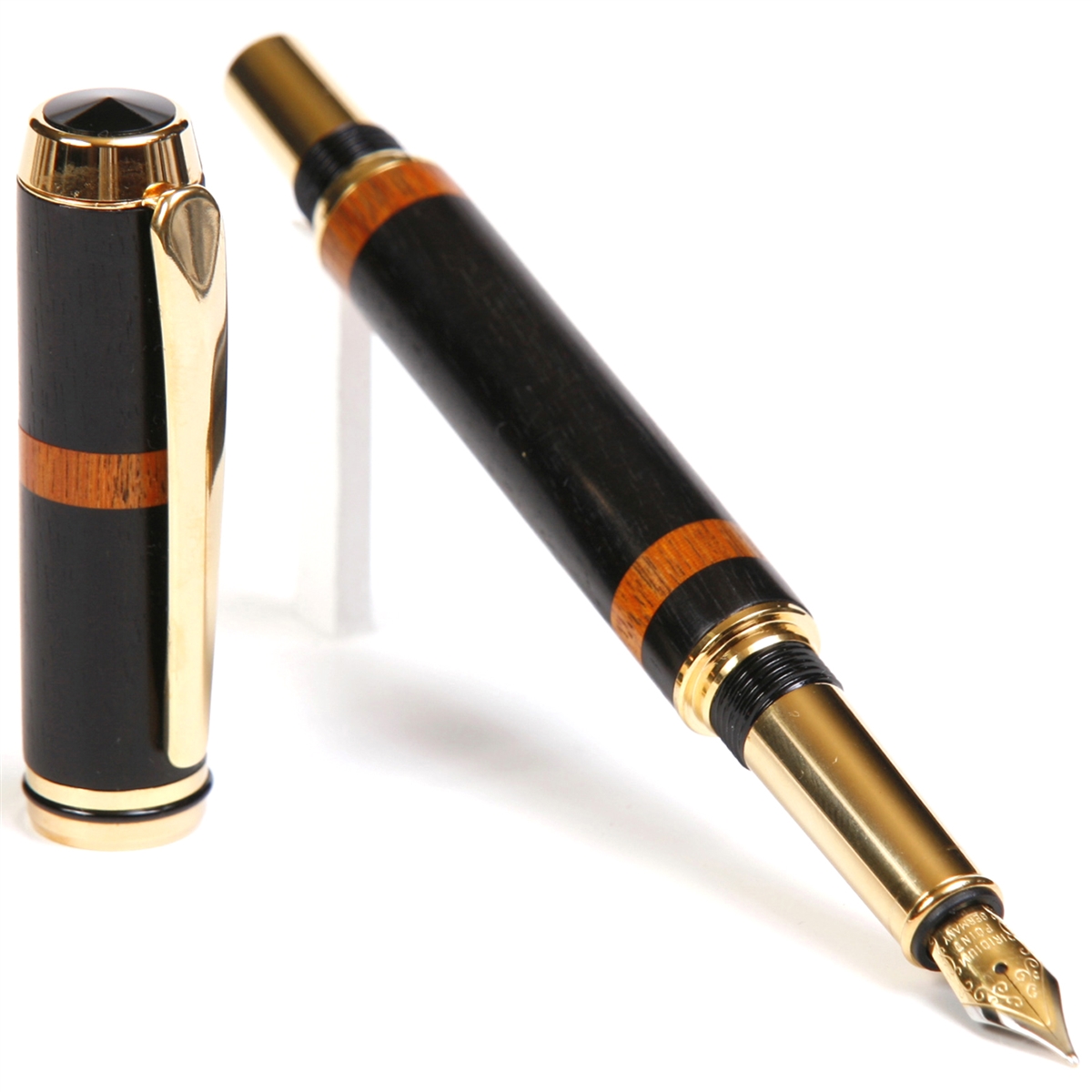 BF4W120-2T.jpg Baron Fountain Pen - Ebony with Pernambuco Inlays - Image 1