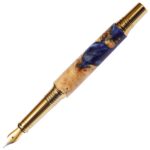 Baron Fountain Pen - Blue and Silver Burl End Cap - Image 2