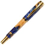 Baron Fountain Pen - Blue and Silver Burl End Cap - Image 3