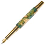 Baron Fountain Pen - Green and Silver Burl End Cap - Image 2