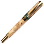 Baron Fountain Pen - Green and Silver Burl End Cap - Image 3