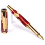 Baron Fountain Pen - Red and Silver Burl End Cap