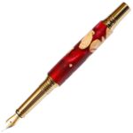 Baron Fountain Pen - Red and Silver Burl End Cap - Image 2