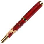 Baron Fountain Pen - Red and Silver Burl End Cap - Image 3