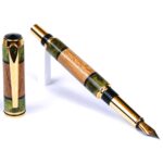 Baron Fountain Pen - White Oak with Green Inlay