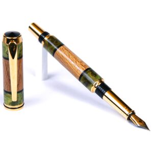 Baron Fountain Pen - White Oak with Green Inlay