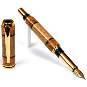 Baron Fountain Pen - White Oak with Yellow Inlay