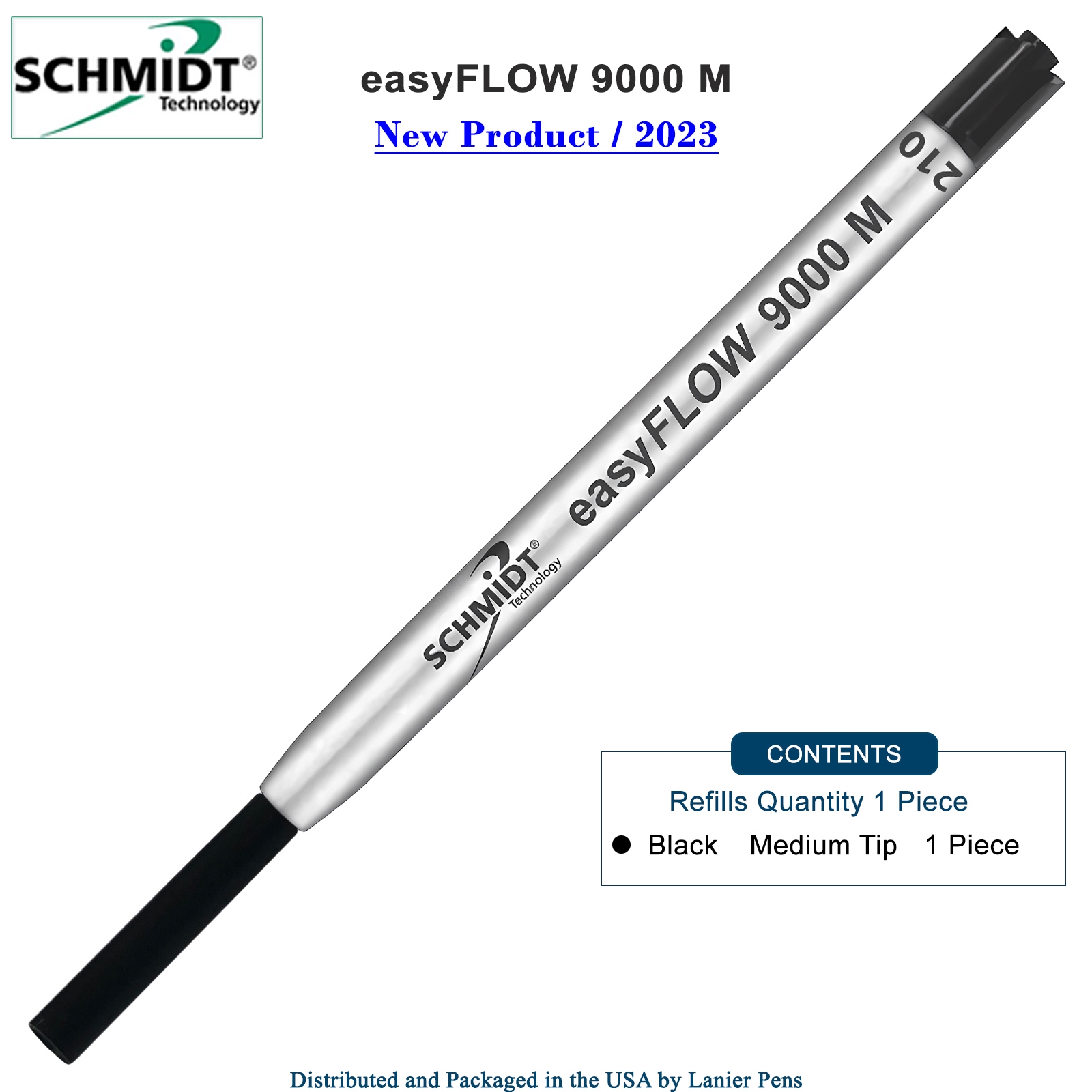 Schmidt easyFLOW9000 Refill Black Ink Medium Tip Imprinted Schmidt easyFLOW9000 Ballpoint Refill- Black Ink, Medium Tip 1.0mm - Image 1