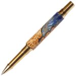 Baron Rollerball Pen - Blue and Silver Burl End Cap - Image 2