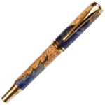 Baron Rollerball Pen - Blue and Silver Burl End Cap - Image 3