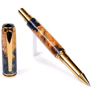 Baron Rollerball Pen - Green and Silver Burl End Cap