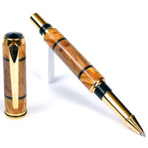 Baron Rollerball Pen - White Oak with Yellow Inlay