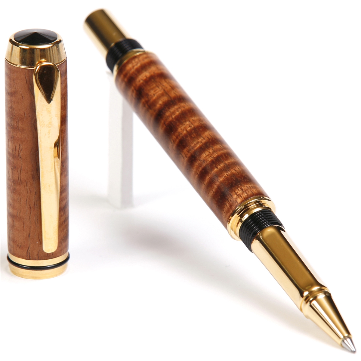 BR4W35-2T.jpg Baron Rollerball Pen - Curly Hawaiian Koa - Image 1