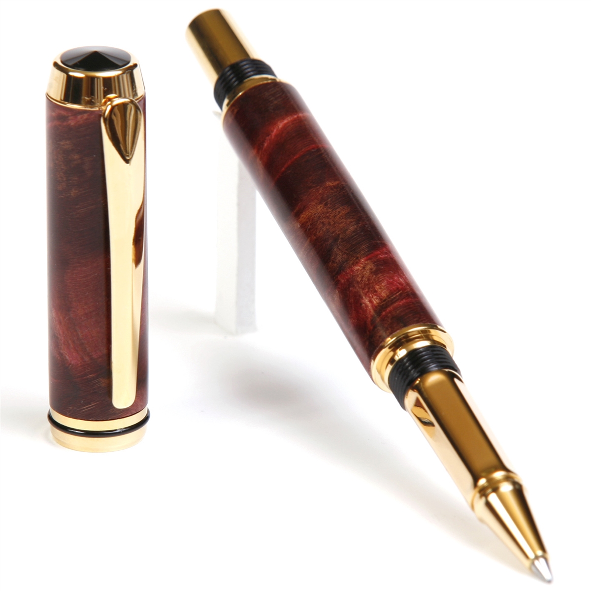 BR4W46-2T.jpg Baron Rollerball Pen - Red Maple Burl - Image 1
