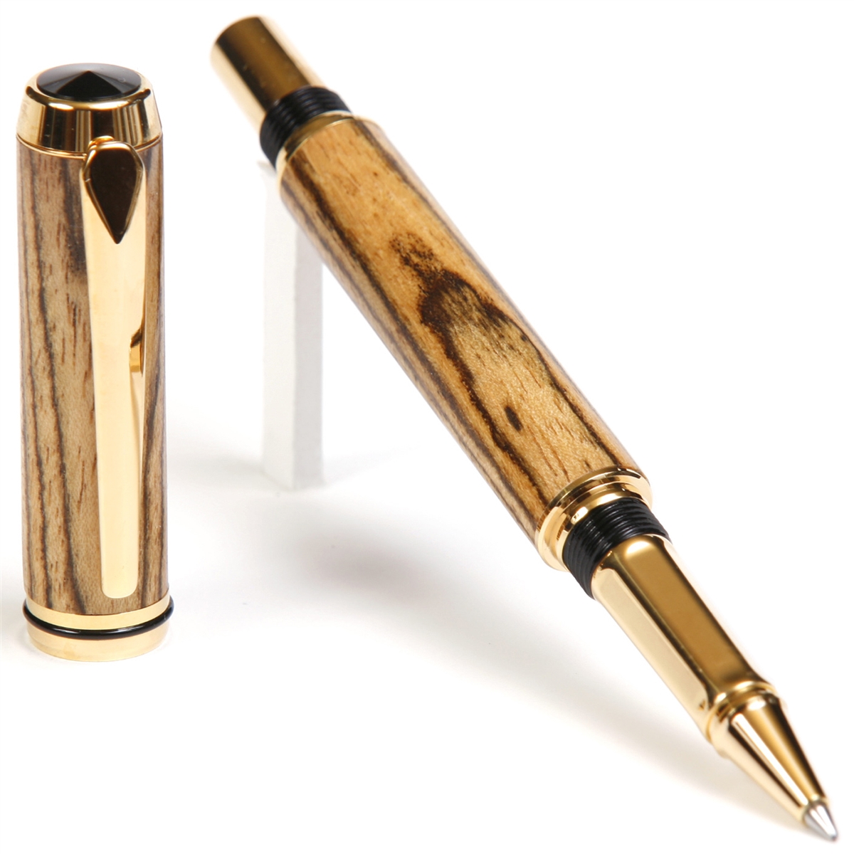 BR4W69-2T.jpg Baron Rollerball Pen - Zebrawood - Image 1