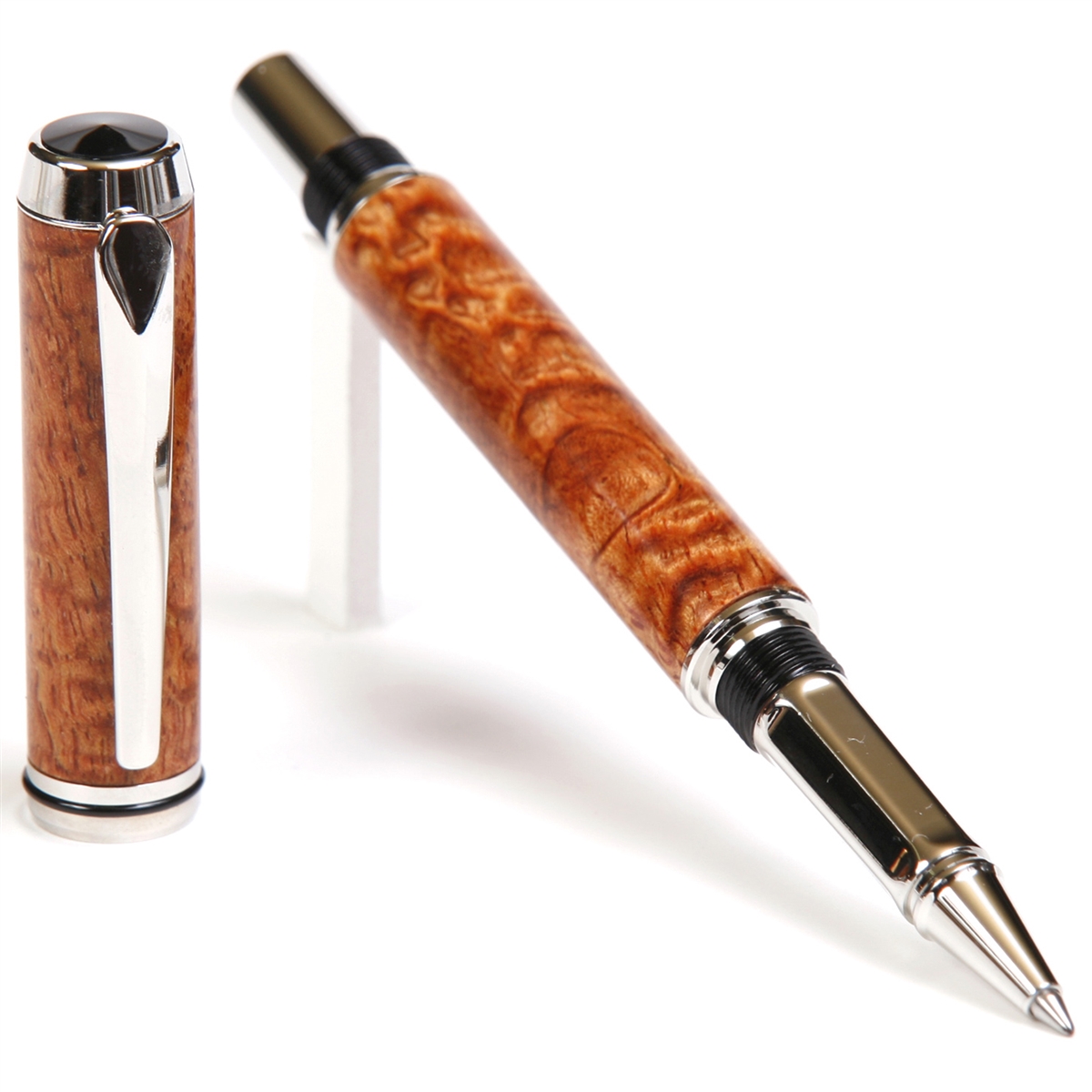 BR5W02-2T.jpg Baron Rollerball Pen - Afzilia Snakeskin - Image 1