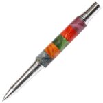 Baron Rollerball Pen - Box Elder Stripes Blue, Yellow, Green, Red & Purple - Image 2