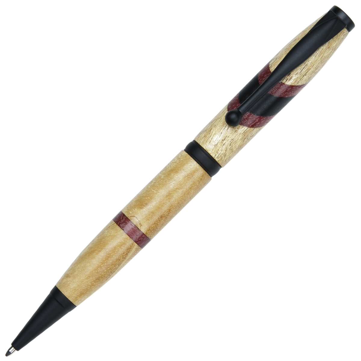 C03W111-2T.jpg Comfort Twist Pen - Yellowheart with Purpleheart Inlays - Image 1