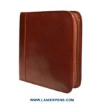 Aston Leather Pen Case Zippered Collectors - 6 Pen Holder Brown Case - Image 2